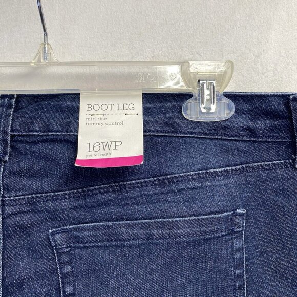 Style & Co Mid-Rise Tummy Control Stretch Short Woman Sz 16WP Blue New Boot Leg - Picture 10 of 12